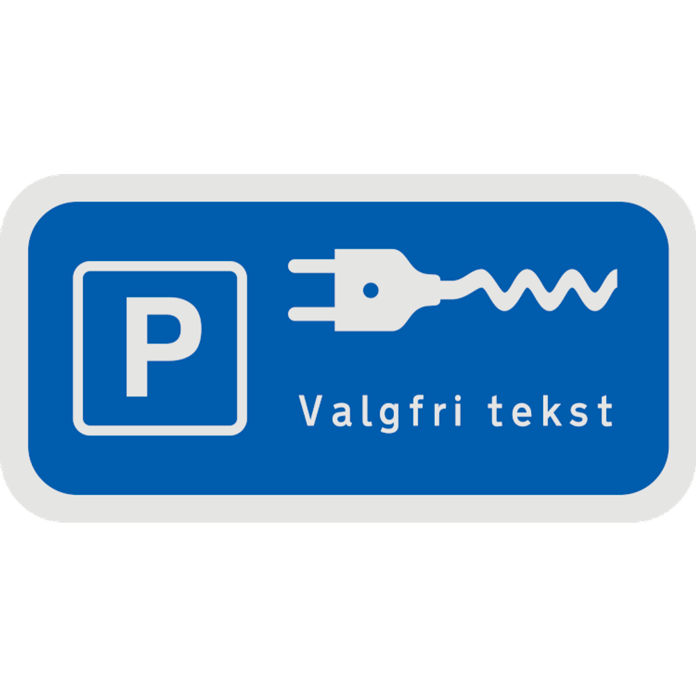 Undertavle - Valgfri tekst og UE 33,4 symbol for parkering med elbil