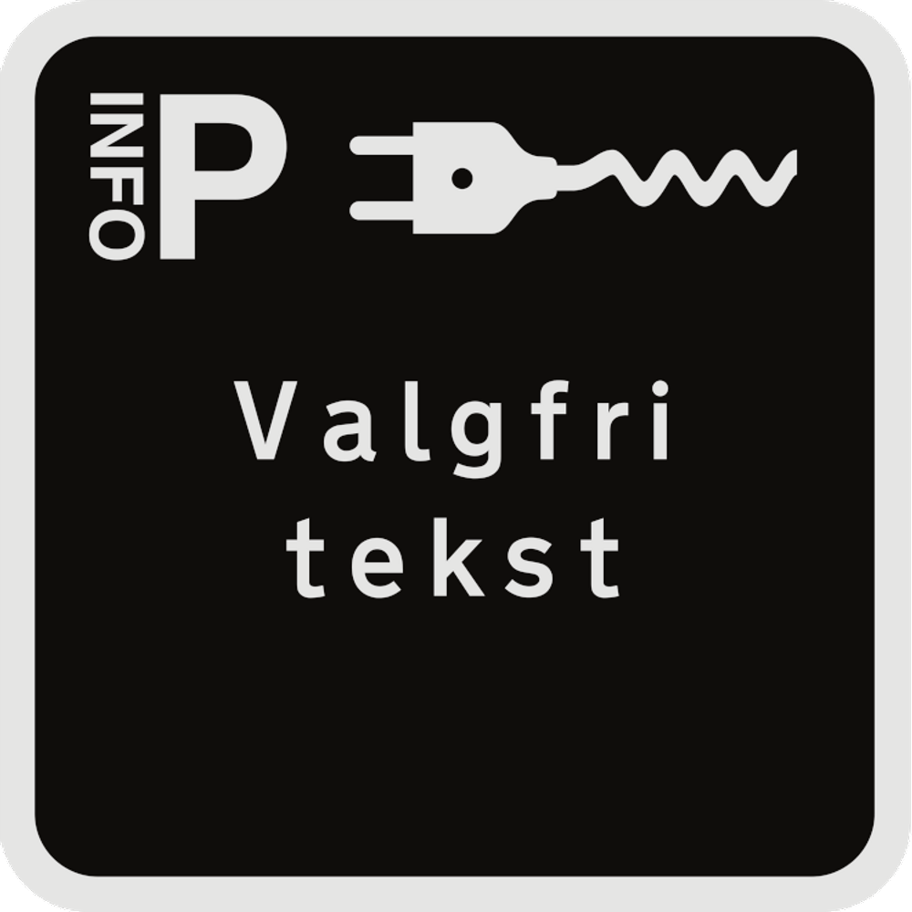 P-info privatretligt parkeringsskilt med valgfri tekst og elbil symbol
