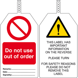 Brady Sikkerhed Tags - Do not use out of order