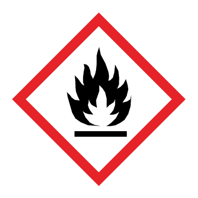 Brandfarlig 100×100 mm, faresymbol