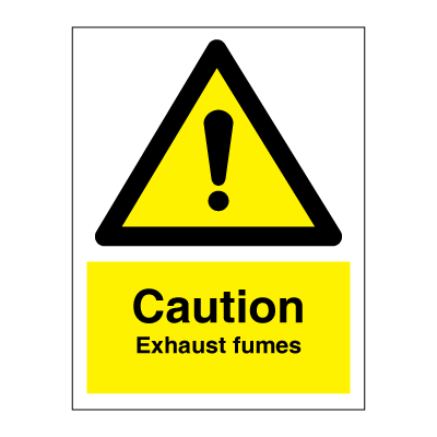 Caution Exhaust fumes 200x150 mm