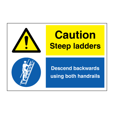 Caution - Steep ladders 200x300 mm