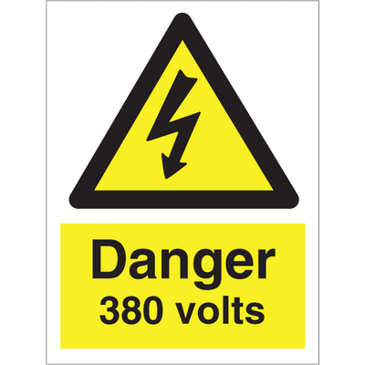 Danger 380 volts 200x150 mm