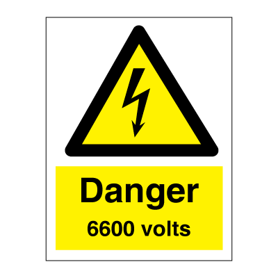 Danger 6600 volts 200x150 mm