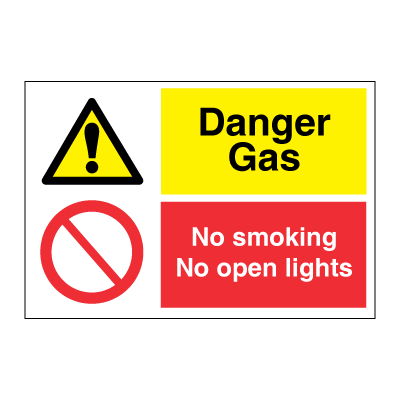 Danger Gas - No smoking or open lights 200x300 mm