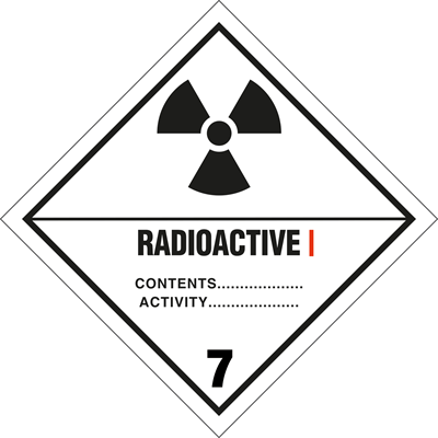 Radioactive kl. 7 fareseddel Aluminium 300 x 300 mm