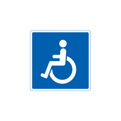 Handicapskilt til vejledning og reservation for invalide oplysningstavle, venstrevendt