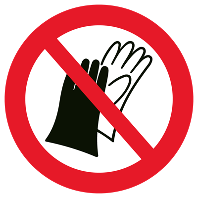 Handsker forbudt skilt, symbol, aluminium Ø 225