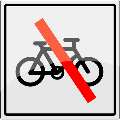 Cykel forbudt symbol Rustfrit stål 150x150 mm