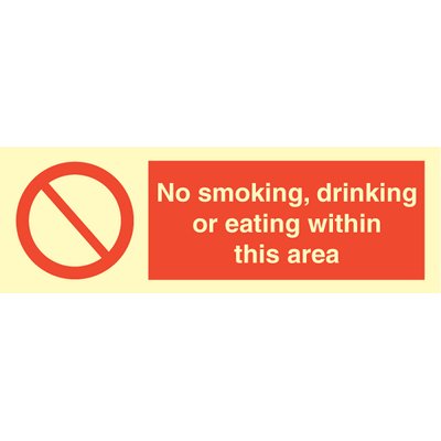 No smoking, drinking or eating 100 x 300 mm