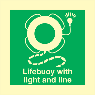 Lifebuoy with line and light, med tekst, 150 x 150 mm