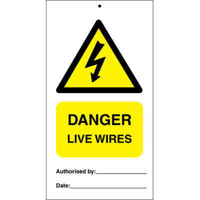 Danger live wires (pk. a´· 10 stk.) 140x75 mm plast