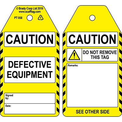 Defective Equipment tag