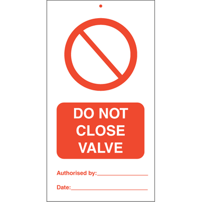 Do not close valve (pk. a´· 10 stk.) 140x75 mm