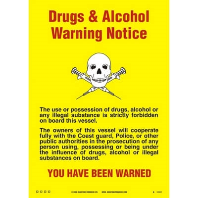 Drugs &amp; Alcohol Warning 297x210 mm