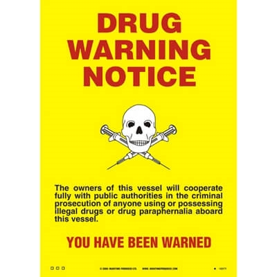 Drug Warning Notice 297x210 mm