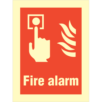Fire alarm IMO skilt - 200 x 150 mm efterlysende