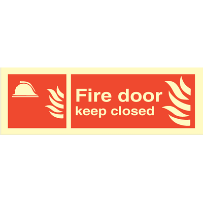Fire door keep closed - Photoluminescent Self Adhesive Vinyl - 100 x 300 mm
