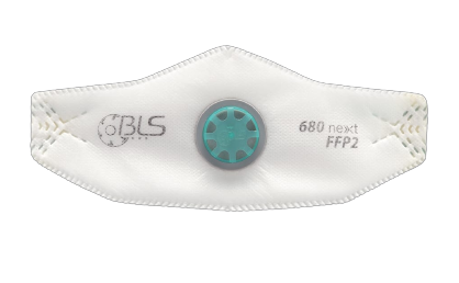 Fladfoldet FFP2 maske med udåndingsventil BLS 680next Med Hypoallergenisk gummibånd Latex fri