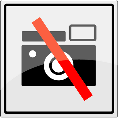 Fotografering forbudt symbol, rustfrit stål, 150 x150 mm