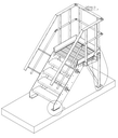 Arbejdsplatform med trappeadgang til 100cm højde, fastmonteres