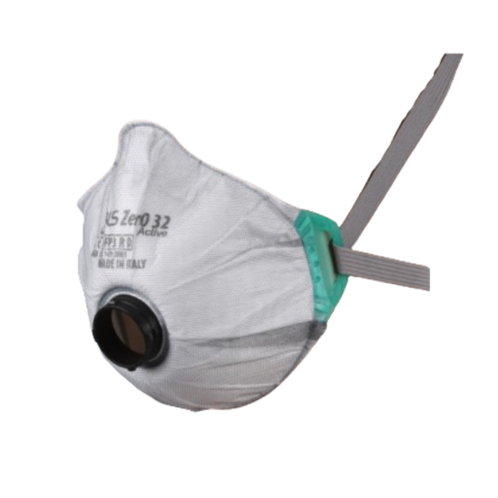 BLS ZerO 32 Active, FFP3 R D filtermaske bruges sammen med Activeshield motor, UDEN ventil, beskytter mod luftbårne nano partikler og filtrerer 99,92 % luftbårne virus, samt asbest partikler, masken kan genanvendes samt justerbare elastiske stropper