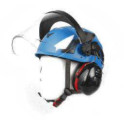 Premium BIGBEN UltraLite sikkerhedshjelm med 3M PELTOR Optime III Høreværn og full face visir, størrelse 51-62 cm, riggerhjelm