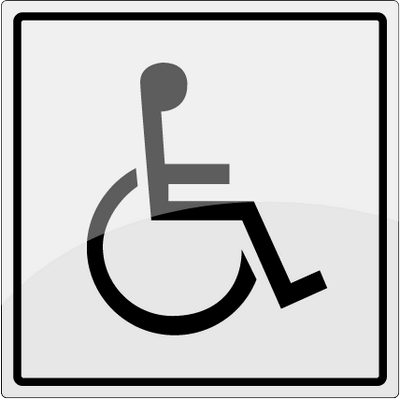 Handicap symbol, rustfrit stål, 150 x 150 mm