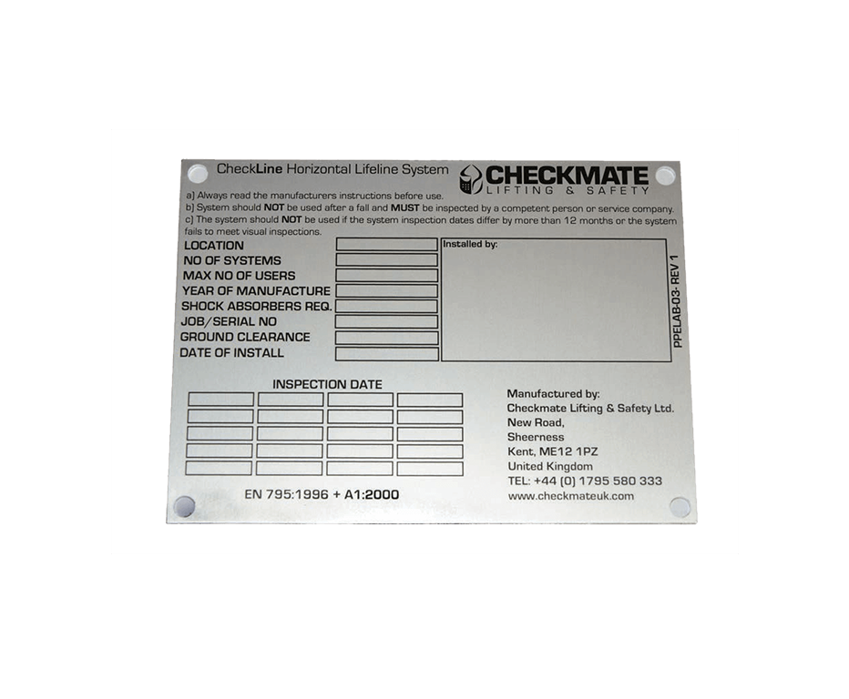 ID Plate checkline label 110x150