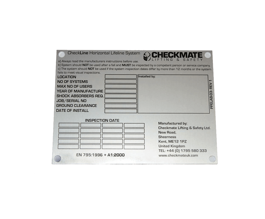 ID Plate checkline label 110x150