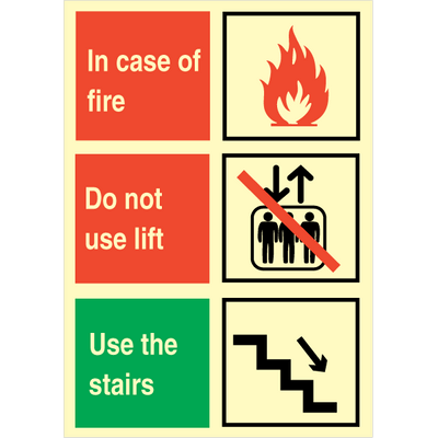 In case of fire 200 x 150 mm