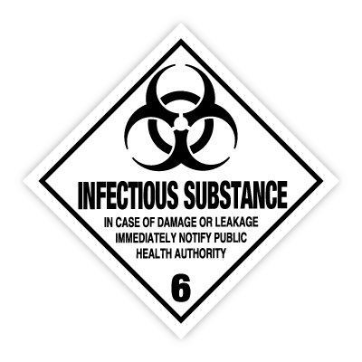 Infectious substance kl. 6 fareseddel - 250 stk rulle - 100 x 100 mm