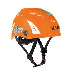 Kask SUPERPLASMA AQ hjelm,  Orange Hi-viz fluorescerende sikkerhedshjelm med 4 punkt hagerem størelse 51 til 63 cm med reflekser og lampeclips