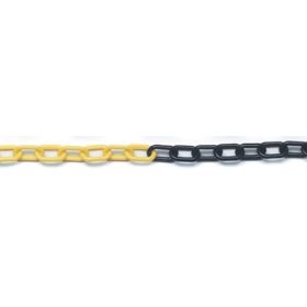 Kunststofkæde, til fareafgrænsning, gul/sort, Ø 6 mm 25 m