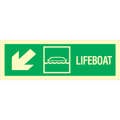 Lifeboat arrow down left 100 x 300 mm