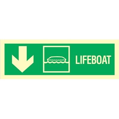 Lifeboat arrow down left corner 100 x 300 mm