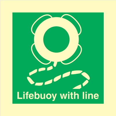 Lifebuoy with line - Photoluminescent Self Adhesive Vinyl - 150 x 150 mm