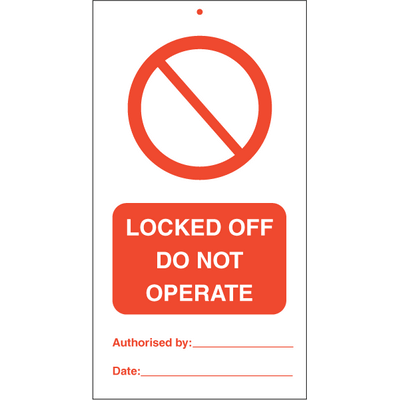 Locked off do not operate 140 x 75 mm