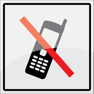 Mobiltelefon forbudt symbol 150 x 150 mm