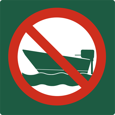 Naturstyrelsenskilt Motorbåd forbudt Lakeret Aluminium 100 x 100 mm NSF14