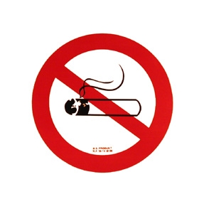 Rygning forbudt, Ø 100 mm, forbudsskilt, selvklæbende folie