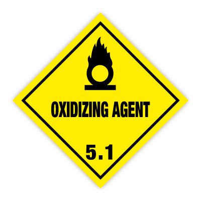 Farlig Gods skilt Oxidizing agent kl. 5.1 fareseddel  Aluminium 300 x 300 mm 132302ARR