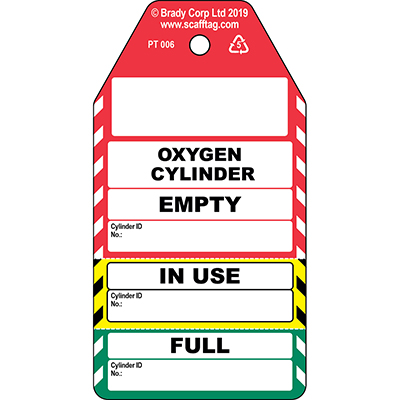 Oxygen Cylinder - 3 part tag
