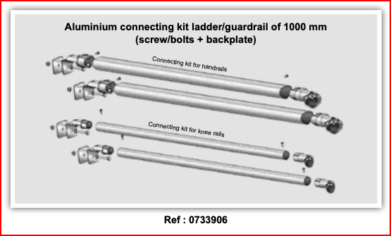 Aluminium kobling mellem lejder og rækværk - Connection kit Ladder/guardrail (x2) 1000 mm