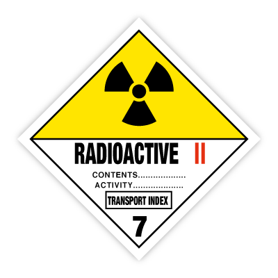Radioactive kl. 7.2 fareseddel Rulle 250 stk. selvklæbende etiketter