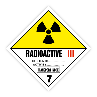 Radioactive kl. 7.3 fareseddel Rulle 250 stk. selvklæbende etiketter
