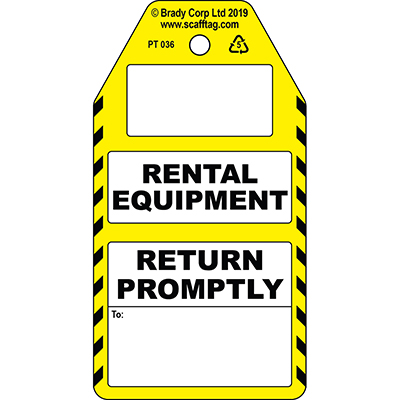 Rental Equipment (return to) tag