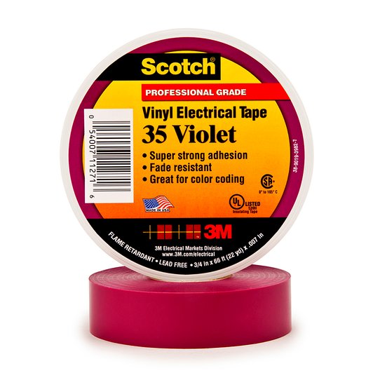 Scotch Super 35 lilla farvebestandig mærke- og isolationstape 19 mm x 20 m, 0.18mm tyk.