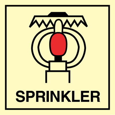 Space protected by sprinkler 150 x 150 mm