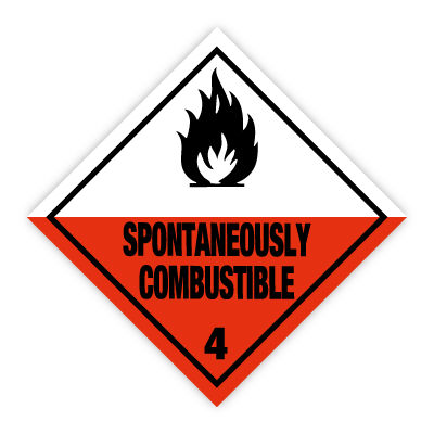 Spontaneously Combustible kl. 4 fareseddel - 250 stk rulle - 100 x 100 mm
